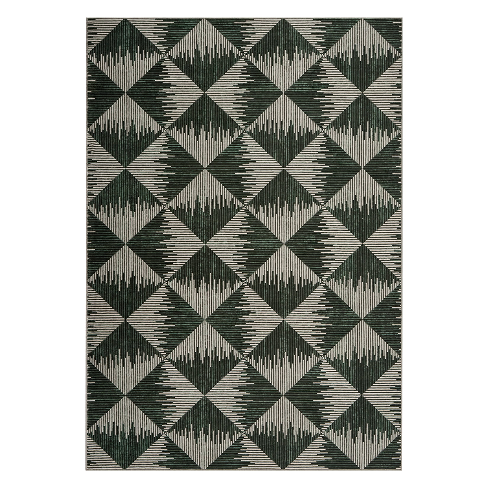 10x13 Washable Area Rugs for Living Room Non Slip Low Pile Modern Geometric Farmhouse Dining Room Carpets for Bedroom Dorm Green