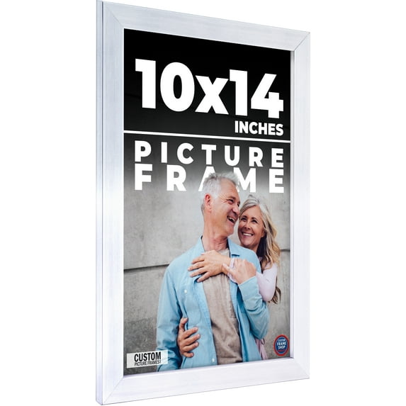 10x14 - 10 x 14 Stainless Steel Silver Solid Wood Frame with UV Framer's Acrylic & Foam Board