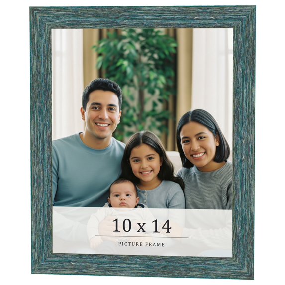 10x14 Frame Blue Rustic Barnwood Solid Wood Picture Frame Width 1.25 Inches | Interior Depth 0.5
