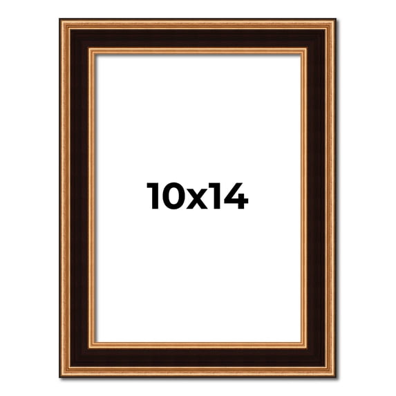 10x14 Frame Gold Brown Plein Air Vintage Solid Wood Picture Frame | 1.75 Inches Moulding Width |