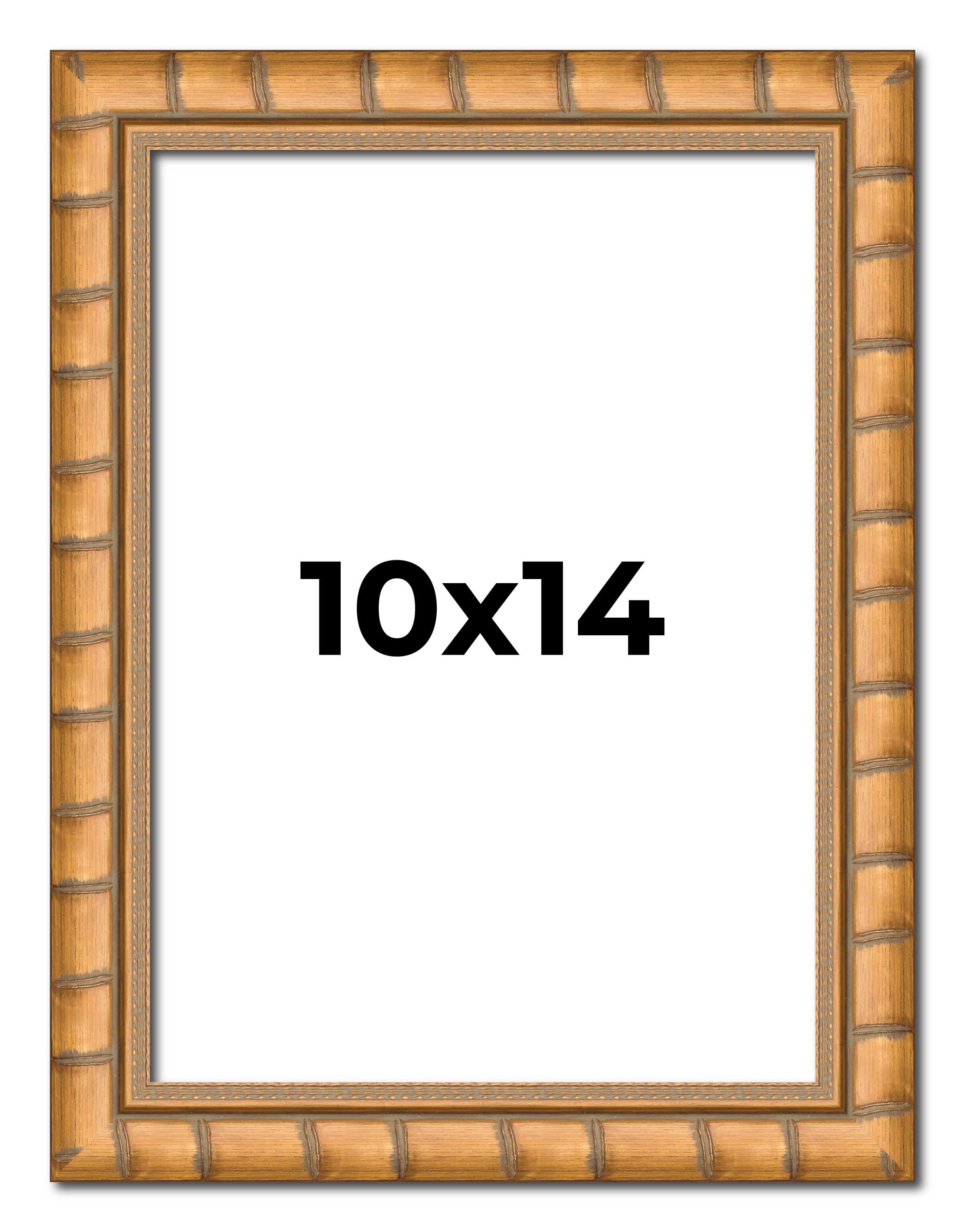 MOUDAMION 10x14 Inch Ornate Gold Wood Picture Frame - Solid Wood With Plexiglass, Horizontal Or Vertical Hanging