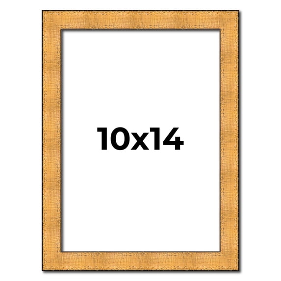 10x14 Frame Gold Rustic Solid Wood Picture Frame | 1.25 Inch Wide Moulding | Rustique Gold