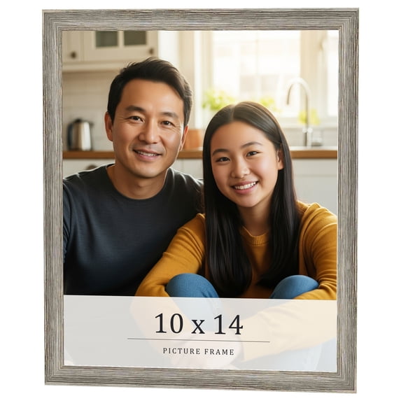 10x14 Frame Grey Solid Wood Picture Frame Width 1 Inches | Interior Frame Depth 0.5 Inches |