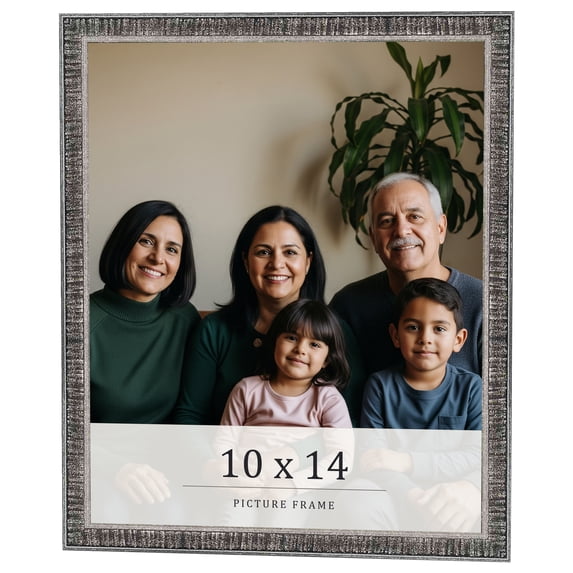 10x14 Frame Silver Grey Distressed Solid Wood Picture Frame | 0.75 Inch Moulding Width | Interior