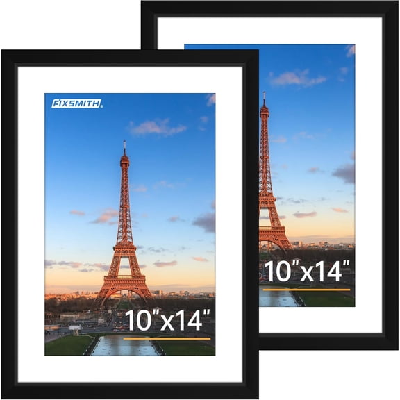 10x14 Picture Frame Set of 2, Photo Frame with HD Plexiglass, Display Pictures 8.5x11 with Mat or 10x14 Without Mat, Black Picture Frames Collage Wall Decor, Gallary Wall Frame