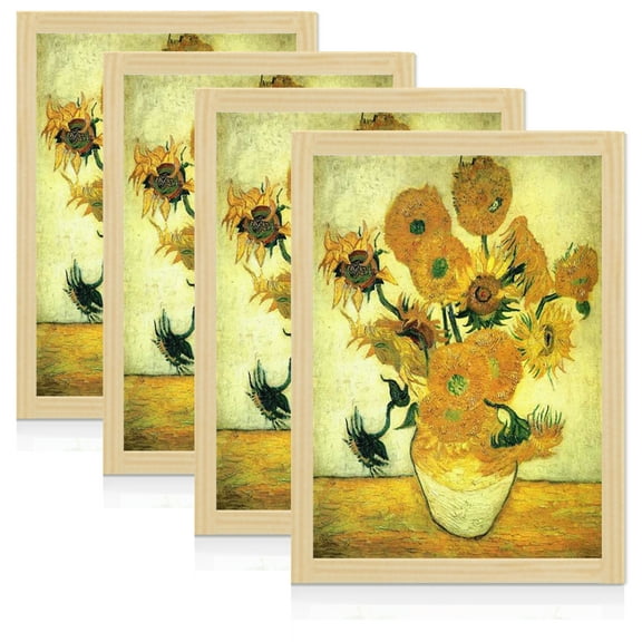 10x14 Picture Frame Set of 4, Diamond Painting Wood Frames Display 9.5x13.6in, Specific Frames for 30x40cm/12x16in Diamond Painting Canvas, Wall Gallery Photo Frames (Wood)