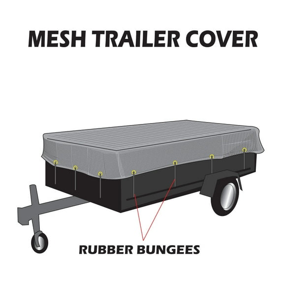10x14 Utility Trailer Mesh Cover With 10 pcs of Rubber Bungee Tie-down, Great to Cover Open Trailer Preventing Debris Flying Out, Made by Xtarps