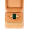 thumbnail image 1 of 10x14 mm Engagement Ring, 925 Silver Emerald Cut Three Gemstone Ring, Wedding Ring, Elegant Green Gemstone Ring, Gifted Item for Christmas, 1 of 4