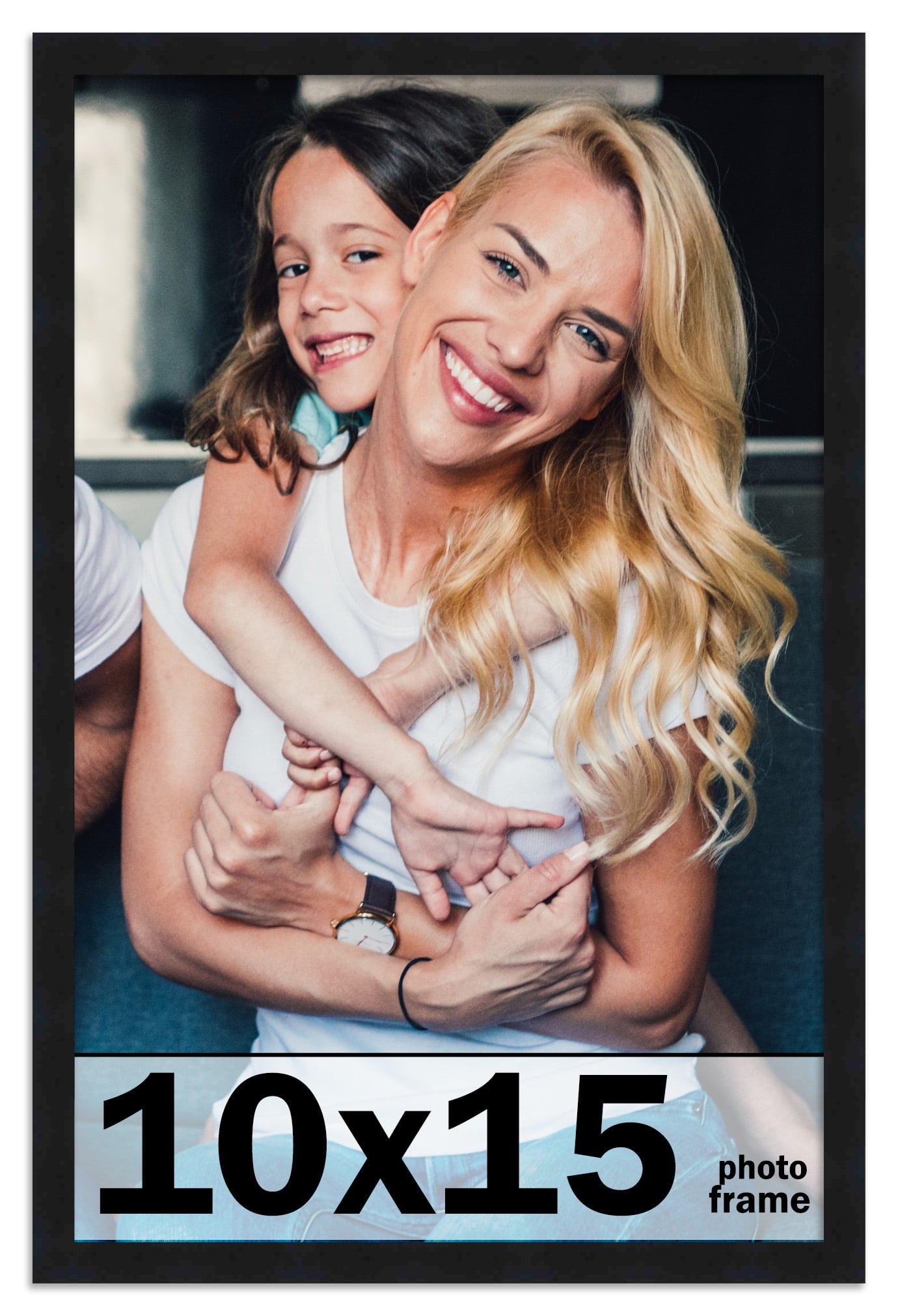 10x15 Frame Black Solid Wood Picture Frame 0.75 Inch Moulding Width Includes UV Acrylic