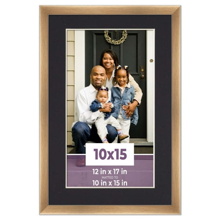 10x15 Frame Bronze With Black Picture Mat For 10x15 Photo - Bronze 12x17 Frame To Display Print or