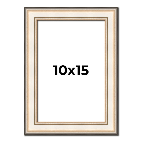 10x15 Frame Gold Silver Plein Aire 2" Inch Wide Moulding Solid Wood Picture Frame | Modena