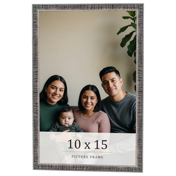 10x15 Frame Silver Grey Distressed Solid Wood Picture Frame | 0.75 Inch Moulding Width | Interior