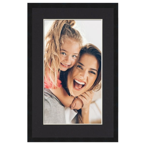 10x15 Frame with Mat - Black 12x17 Frame Wood Made to Display Print or Poster Measuring 10 x 15