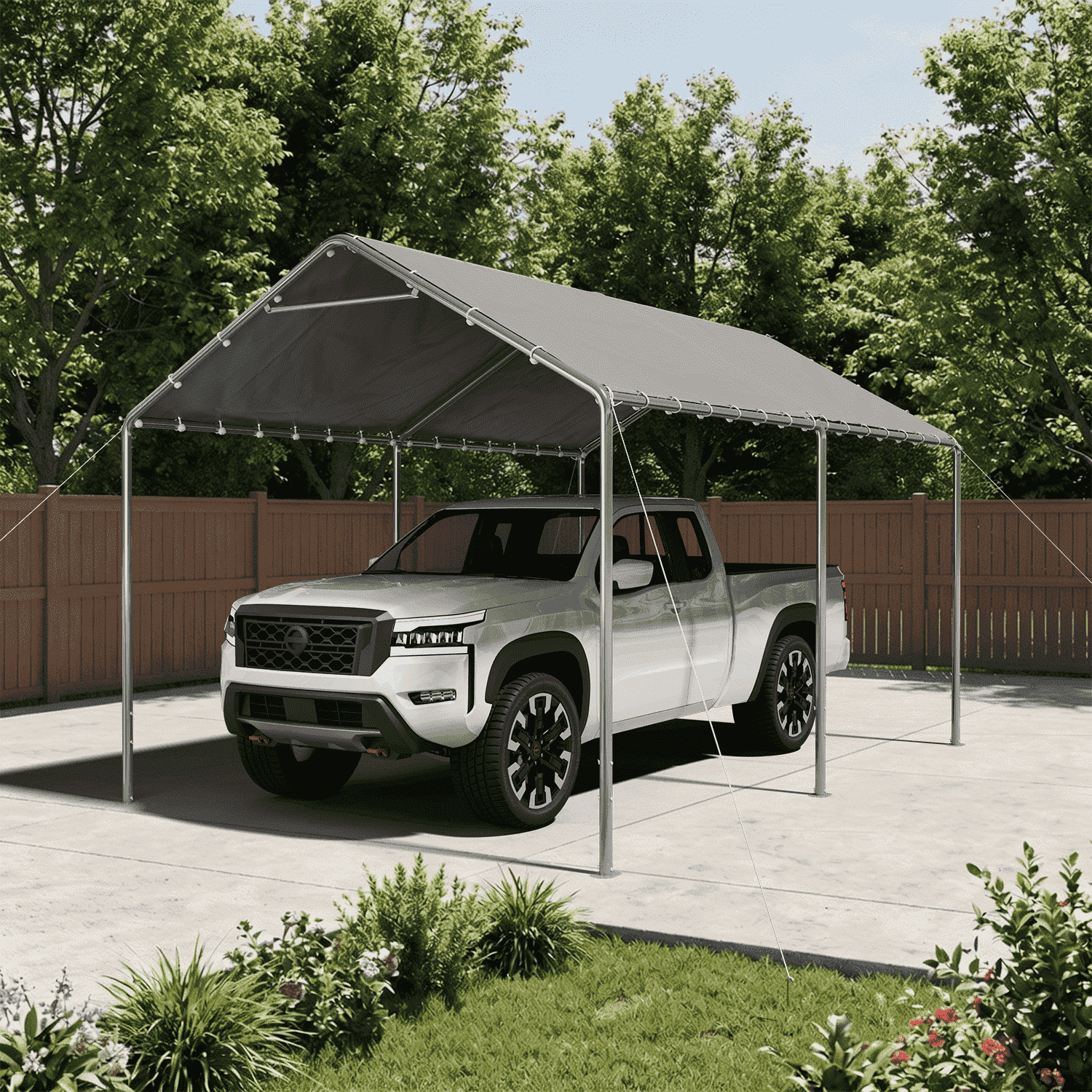 10x15 Ft Heavy Duty Carport, Portable Carport with Waterproof UV Resistant&Galvanized Steel Frame, Outdoor Car Canopy Shelter for Vehicle, Truck, Boat & Party Tent, Gray
