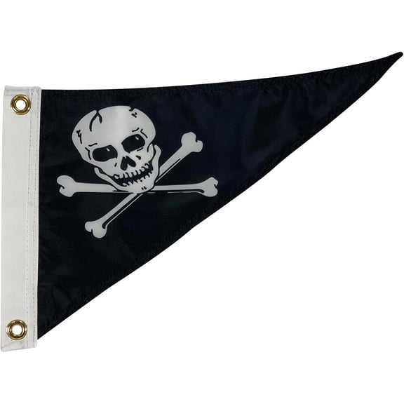 10x15" Pirate Triangle Boat Flag Pennant, All Weather Nylon for Outdoor Use, Made In USA