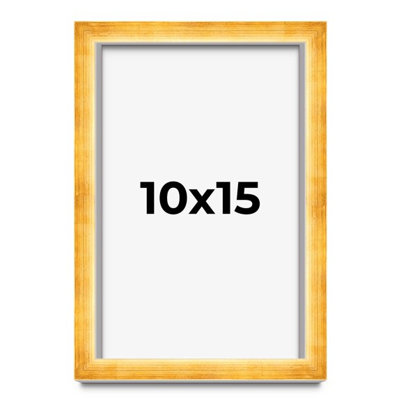 10x15 Shadow Box Frame Gold | 1.625 Inches Deep Real Wood Traditional Shadowbox Display Frame | UV