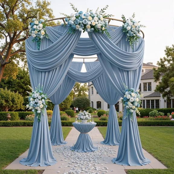 10x15ft Dusty Blue Backdrop Curtains for Parties - 2 Panels 5x15ft Wrinkle-Free Silky Polyester Drapes for Wedding, Birthday, Decorations & Graduation Background