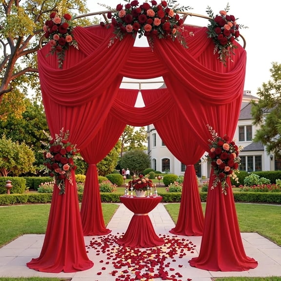 10x15ft Red Backdrop Curtains for Parties - 2 Panels 5x15ft Wrinkle-Free Silky Polyester Drapes for Wedding, Birthday, Decorations & Graduation Background