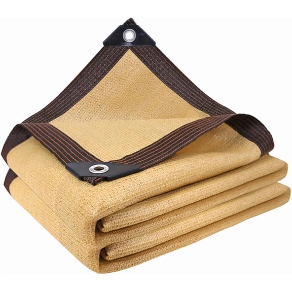10x16.5ft Rectangular Sun Shade Sail, Heavy Duty UV Block Heat Insulation Mesh Canopy Tarp for Patio Backyard Deck Pergola, Beige (k)