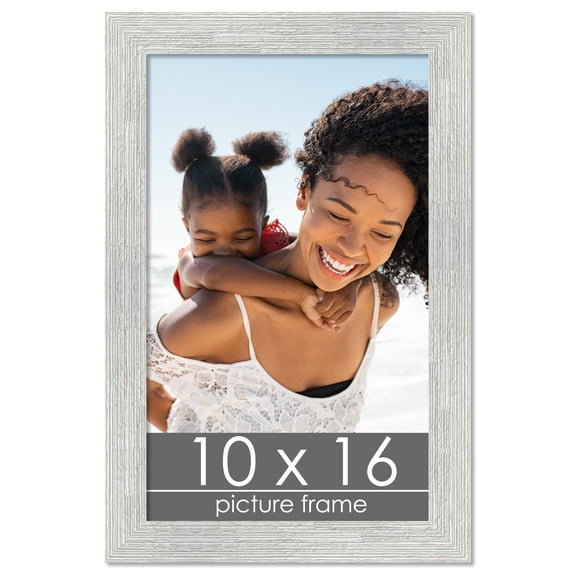 10x16 White Rustic Wide Barnwood Picture Frame - UV Acrylic, Foam Board Backing, Hanging Hardware