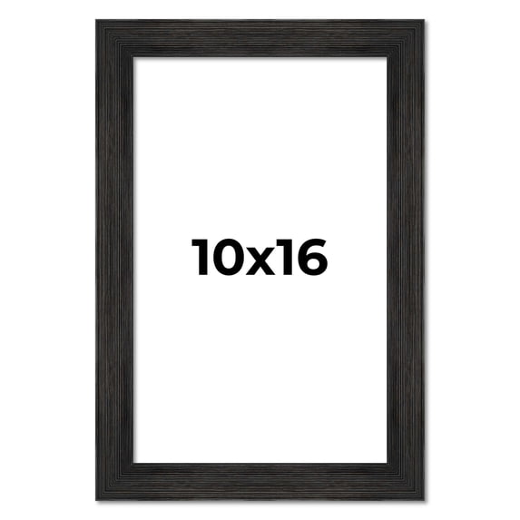 10x16 Frame Black Rustic Barnwood Solid Wood Picture Frame | 1.5 Inch Moulding Width | Includes UV
