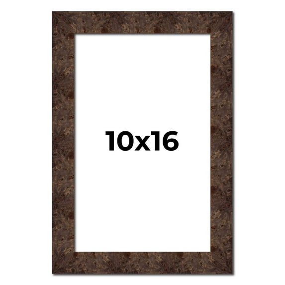 10x16 Frame Brown Burl Real Wood Picture Frame Width 1.625 Inches | Interior Frame Depth 0.5 Inches