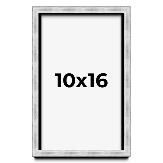 10x16 Frame Brushed Silver Solid Wood Picture Frame | 0.75 Inch Moulding Width | Rabbet Depth 0.75