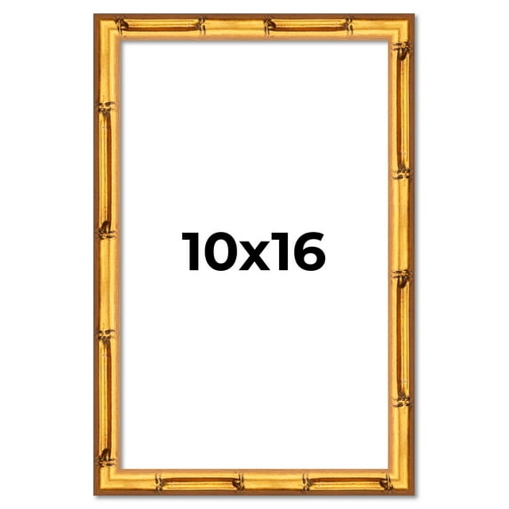 10x16 Frame Gold Bamboo Picture Frame - Complete Modern Photo Frame Includes UV Acrylic Shatter