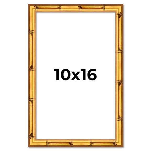 10x16 Frame Gold Bamboo Solid Wood Picture Frame | 1 Inch Moulding Width | Interior Frame Depth