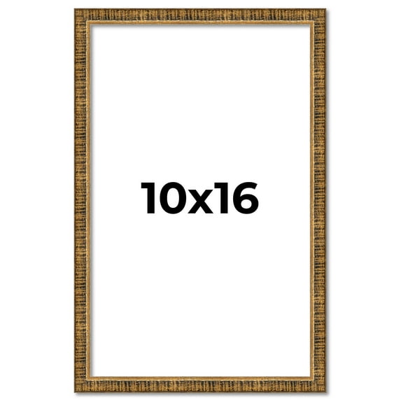 10x16 Frame Gold Kingsley Distressed Solid Wood Picture Frame Width 0.75 Inches | Interior Frame