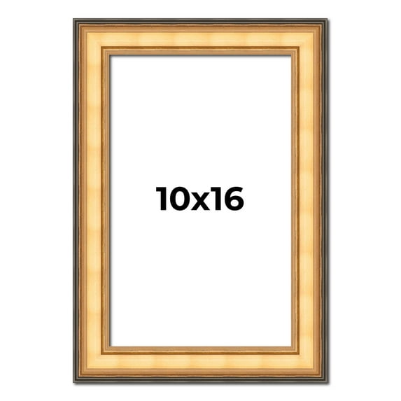 10x16 Frame Gold Plein Aire Solid Wood Picture Frame Width 2 Inches | Interior Frame Depth 0.5