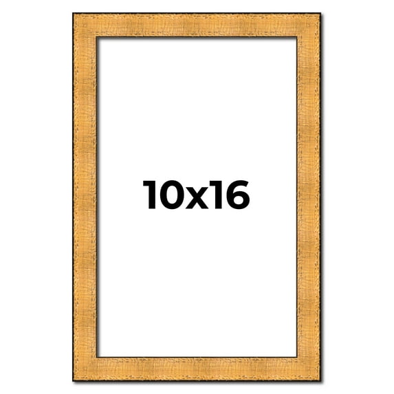 10x16 Frame Gold Rustic Solid Wood Picture Frame | 1.25 Inch Wide Moulding | Rustique Gold