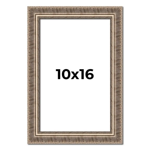 10x16 Frame Silver Harvest Ornate Solid Wood Picture Frame | 1.75 Inch Moulding Width |Mayflower