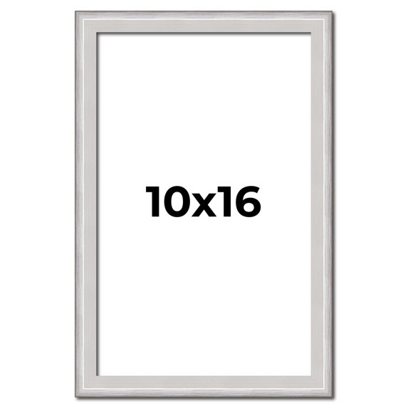 10x16 Frame Silver Inner Slope Bevel Picture Frame | 1 Inch Moulding Width | 0.75 Inch Rabbet Depth