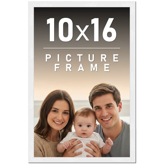 10x16 Frame White Solid Wood Picture Frame Includes UV Acrylic Shatter Guard Front, Acid Free Foam