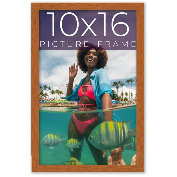 10x16 Honey Brown Real Wood Picture Frame Width 0.75 inches | Interior Frame Depth 0.5 inches |