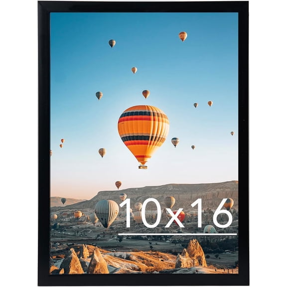 10x16 Picture Frame Black for Wall Hanging, Wall Mounting Horizontally or Vertically, 10 x 16 Wall Gallery Poster Photo Frame with Shatter Resistant Plexiglass, Black