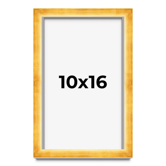 10x16 Shadow Box Frame Gold | 1.625 Inches Deep Real Wood Traditional Shadowbox Display Frame | UV