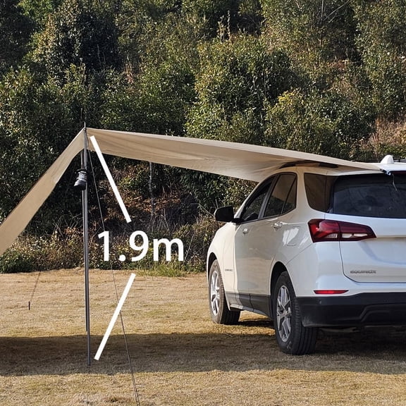10x16 ft Car Side Awning with Pole Outdoor Camping Tent Tarp Waterproof Canopy Shade Sun Shelter