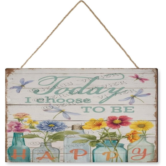 10x16 inches Square Funny Wood Sign - Today I Choose Be Happy Inspirational Message, Ideal for Indoor Spaces, Gift for Positive Vibe Seekers and Anyone Who Loves Cheerful Decor
