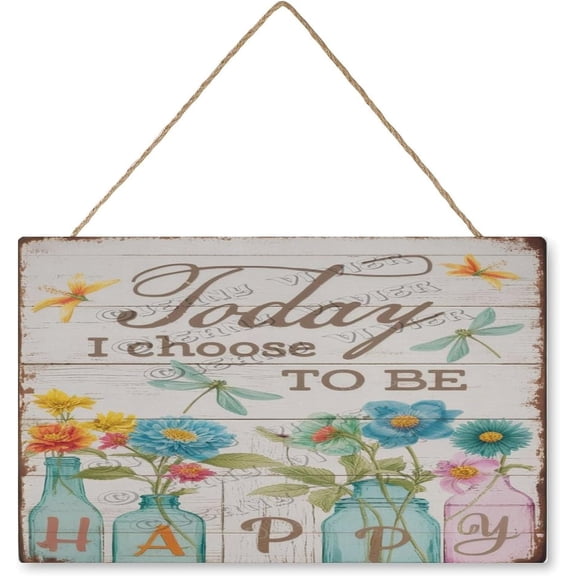 10x16 inches Square Wooden Sign - Whimsical Wood Sign Featuring Today I Choose Be Happy, Great for Indoor Use, for Friends and Family Who Appreciate Joyful Quotes