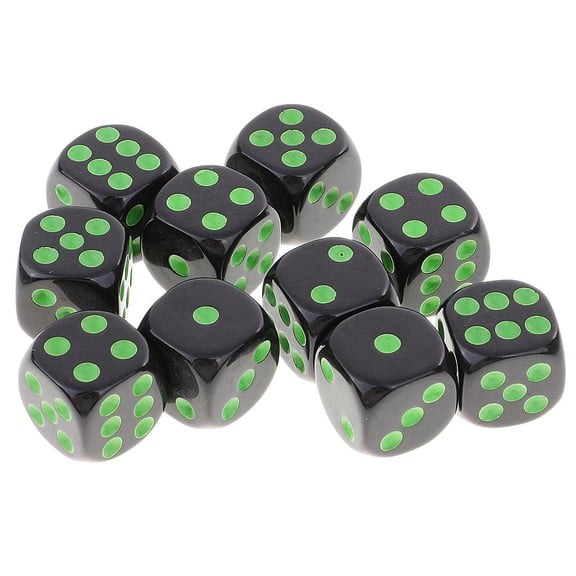 10x16mm Six Sided Spot D6 RPG Board Game Green