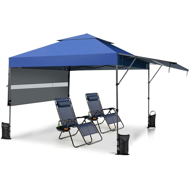10x17.6 Ft Pop Up Canopy with Adjustable Dual Awnings, 2 Tier Outdoor