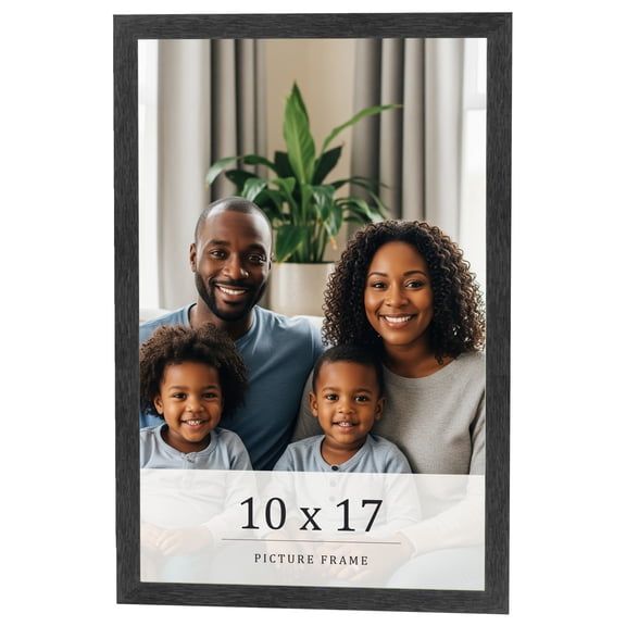 10x17 Frame Black Charcoal Grey Wood Textured Picture Frame | 0.75 Inch Moulding Width | Gunmetal