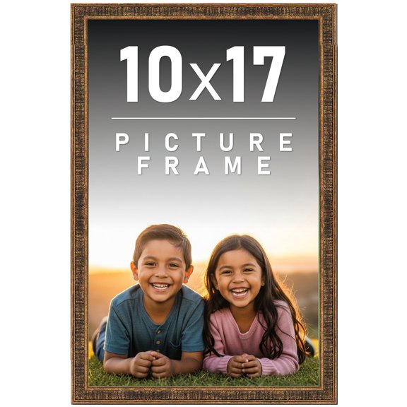 10x17 Frame Gold Solid Wood Picture Frame - Complete Modern Photo Frame Includes UV Acrylic