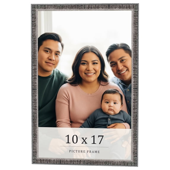 10x17 Frame Silver Grey Distressed Solid Wood Picture Frame | 0.75 Inch Moulding Width | Interior