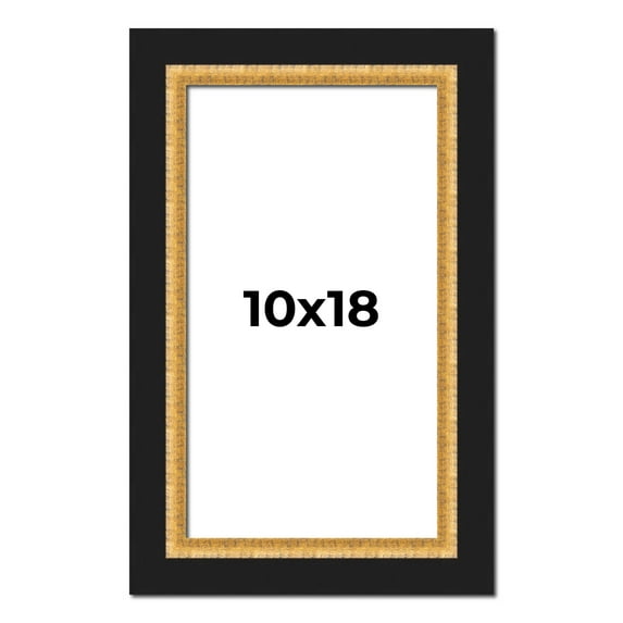 10x18 Frame Gold Real Wood Picture Frame Width 2.25 Inches | Interior Frame Depth 0.5 Inches |