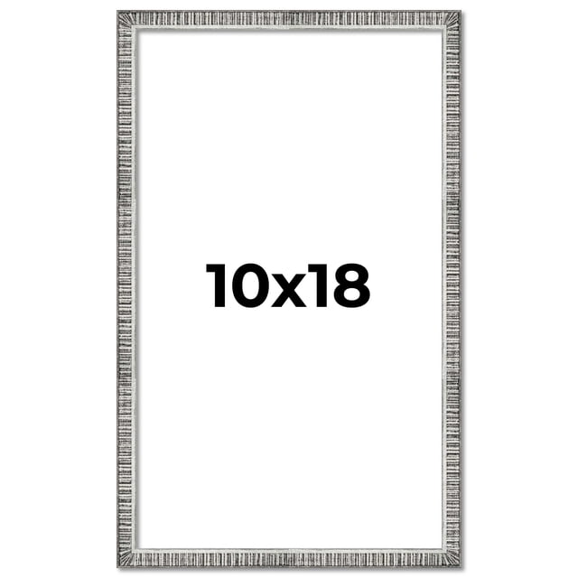 10x18 Frame Silver Grey Distressed Solid Wood Picture Frame | 0.75 Inch Moulding Width | Interior