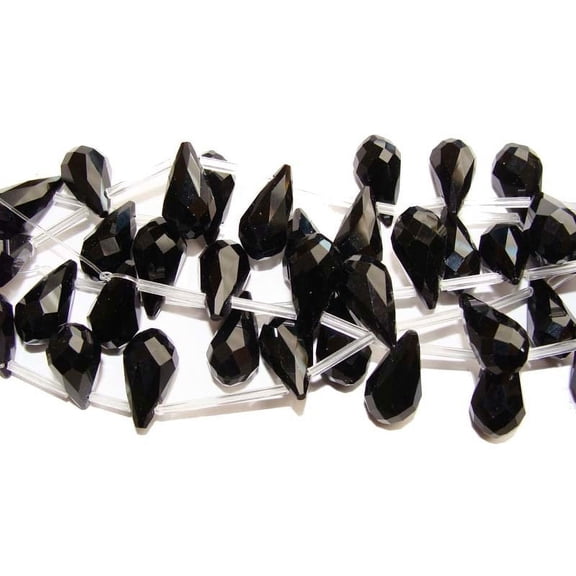 10x18mm 8 Beads Black Glass Faceted Briolette Beads Genuine Gemstone Natural Jewelry Making