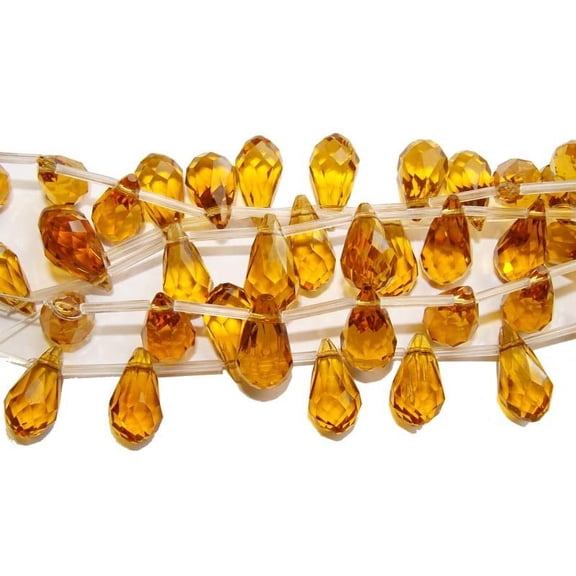 10x18mm 8 Beads Goldenrod Glass Faceted Briolette Beads Genuine Gemstone Natural Jewelry Making